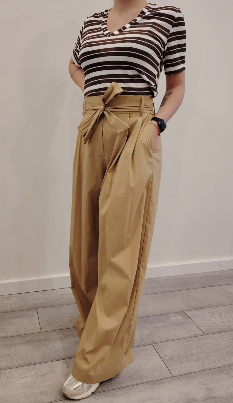 Pantalone palazzo beige