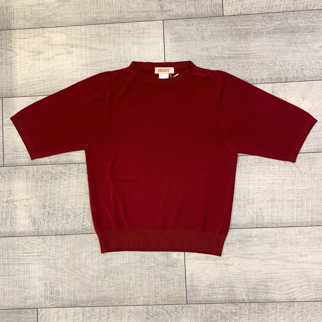 Maglia girocollo manica corta bordeaux Kontatto