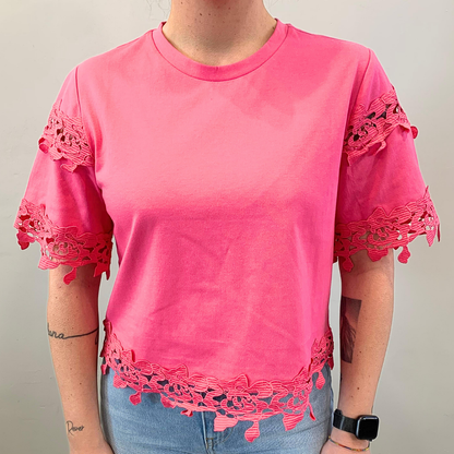 T-shirt ricamo fucsia Morgan de Toi