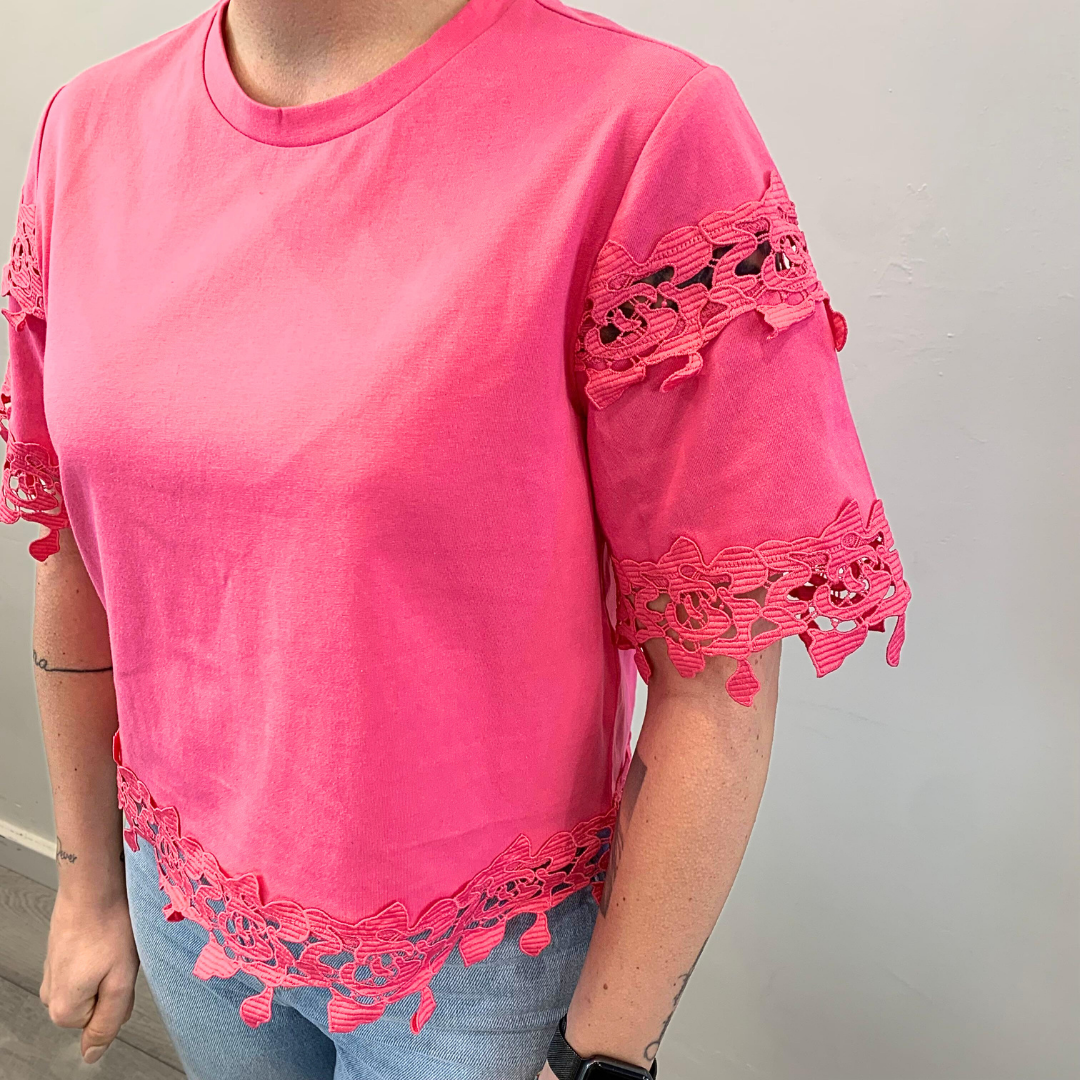 T-shirt ricamo fucsia Morgan de Toi