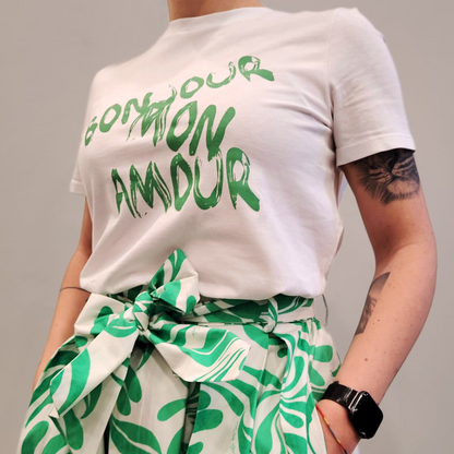 T-shirt scritta verde Le Sarte del Sole