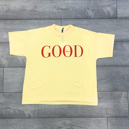 T-shirt over "Good vibes" rosa Vicolo