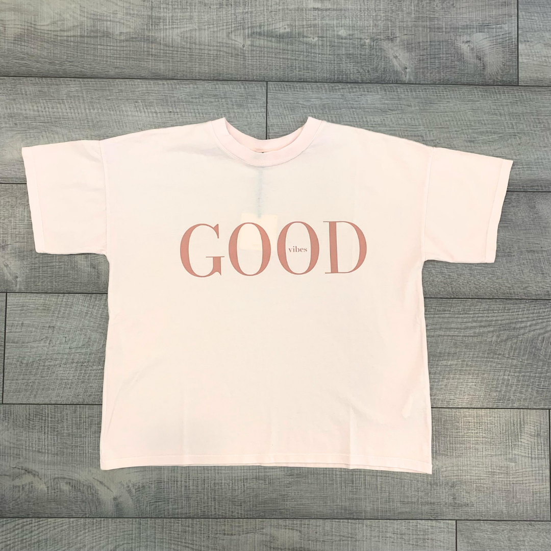 T-shirt over "Good vibes" blu Vicolo