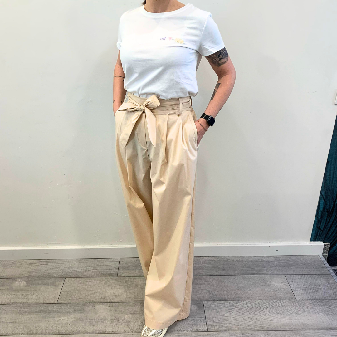 Pantalone palazzo beige