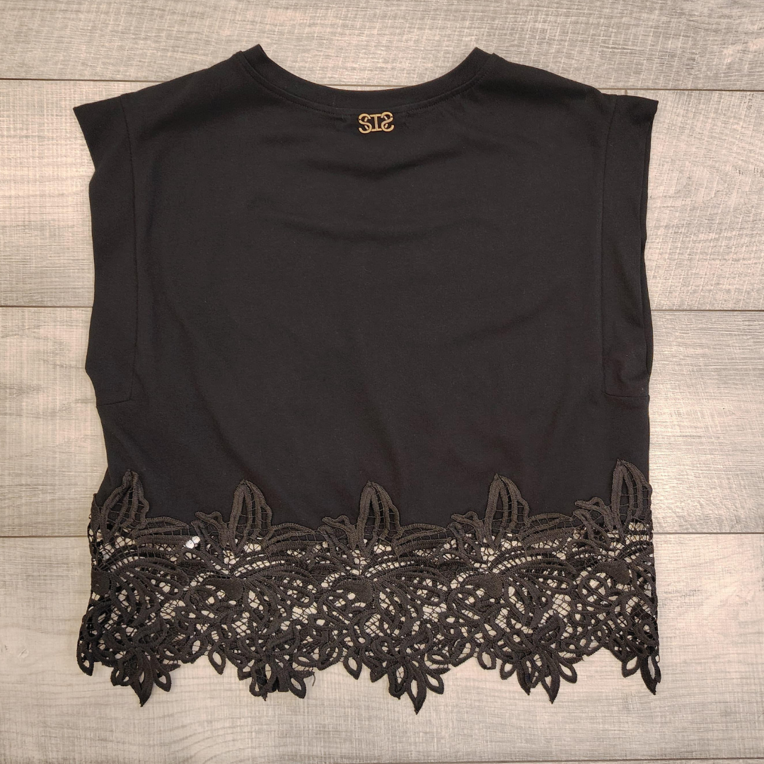 T-shirt ricamo nera Le Sarte del Sole