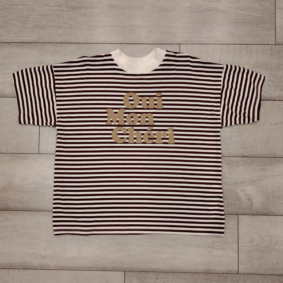 T-shirt a righe con scritta oro Vicolo