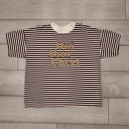 T-shirt a righe con scritta oro Vicolo